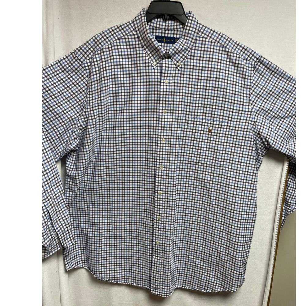 Ralph Lauren Mens Shirt 3XL long sleeve shirt white blue purple big & tall